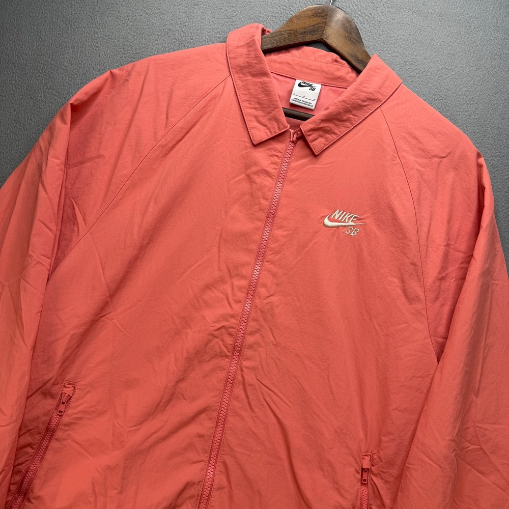 Nike SB Coaches Jacket Mens Large Pink Nylon Lightweight Full Zip Skateboarding